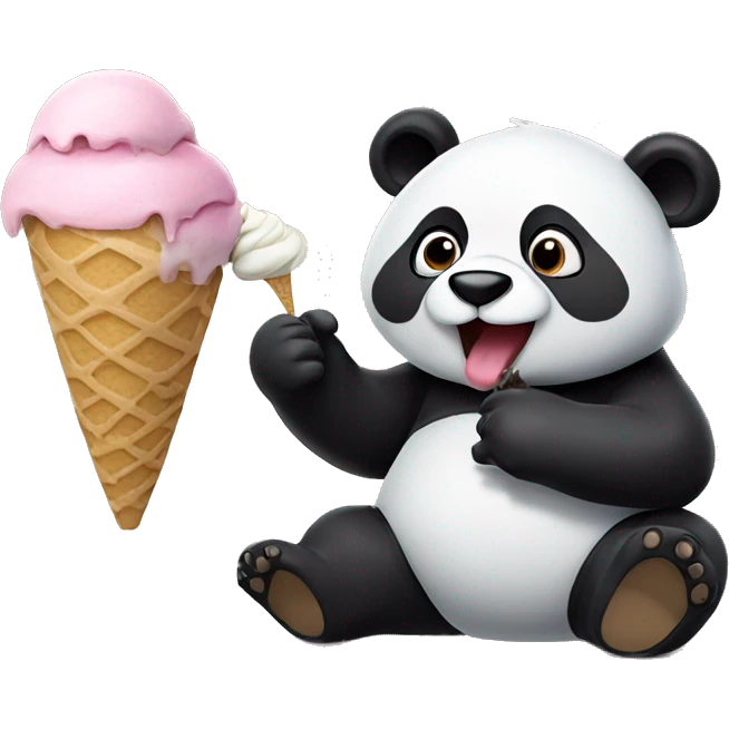 Panda eating ice cream emoji