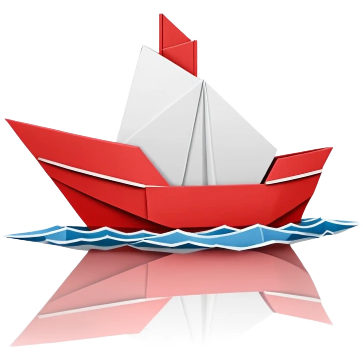 un bateau rouge et blanc en origami emoji
