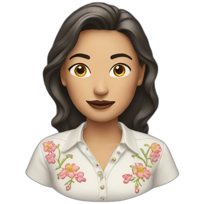 a woman with an embroidered shirt emoji