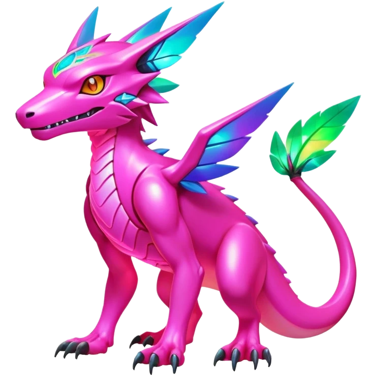 Tropical futuristic lush warm-colored modern colorful neon-colored Fakémon-Digimon-creature emoji