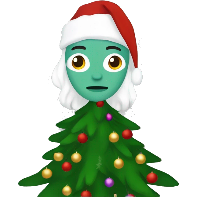Laufey under a Christmas tree in a Ms clause costume ￼ emoji