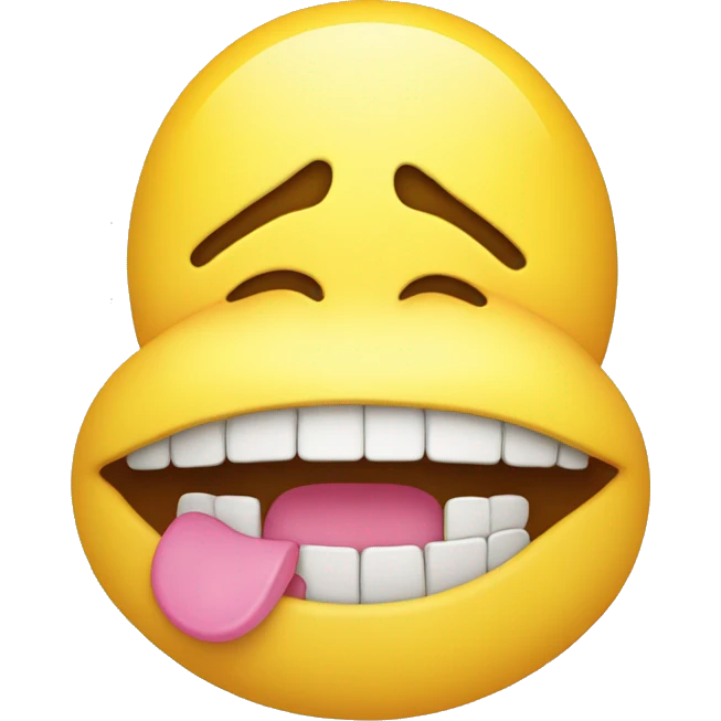 Smiling emoji with yellow bone in its mouth emoji