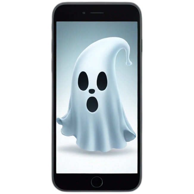 ghost with phone emoji