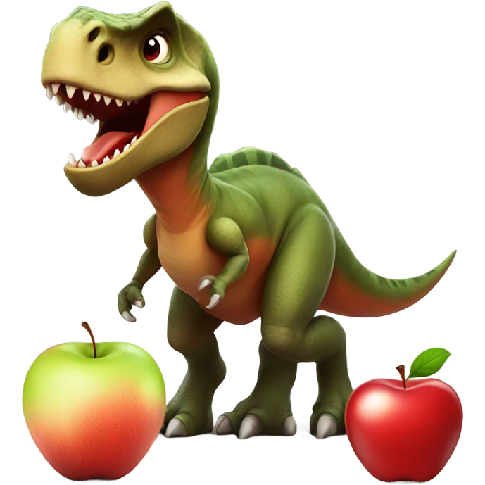 Dinosaur beside Apple emoji