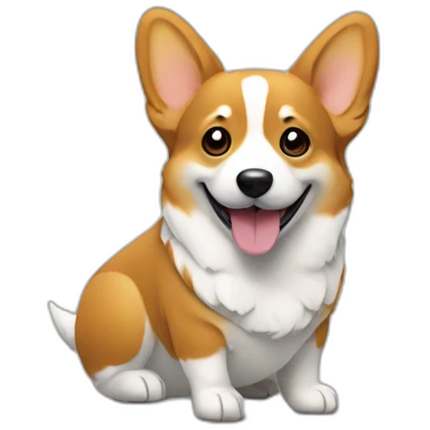 corgi sits in front of computer emoji