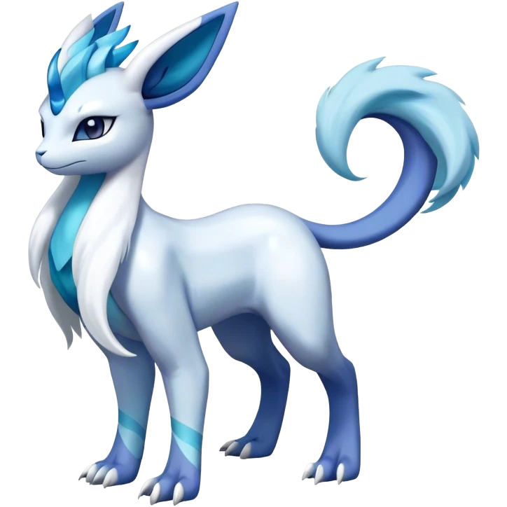 Lugia-suicune-Glaceon-hybrid, full body emoji