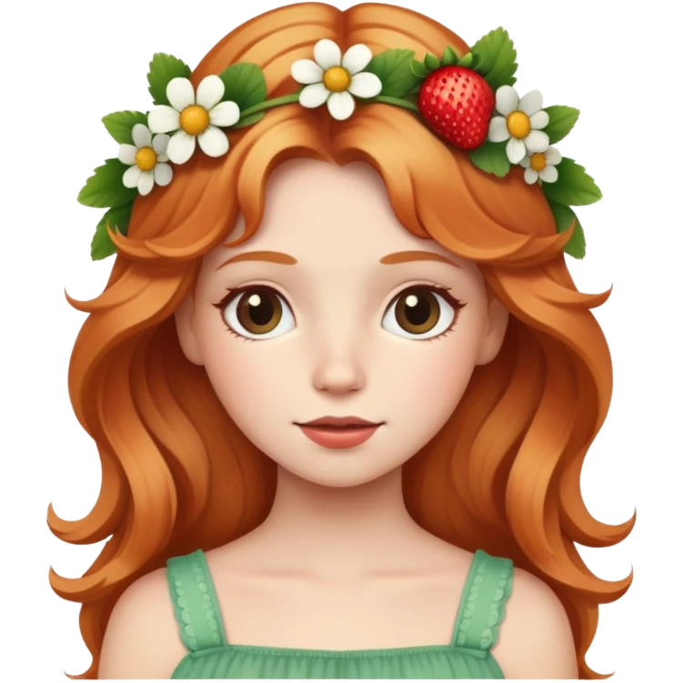 Strawberry blonde hippie girl with flowers in her hair emoji