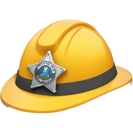 construction hard hat with sheriffs badge emoji