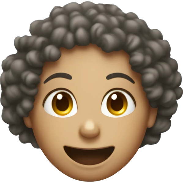 Curly haired woman getting laughing gas emoji
