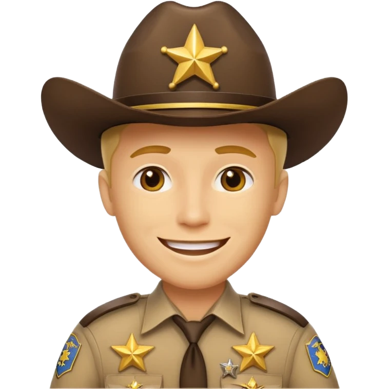 Generate me an emoji with a yellow man from the Apple emoji, in a realistic American sheriff's uniform emoji