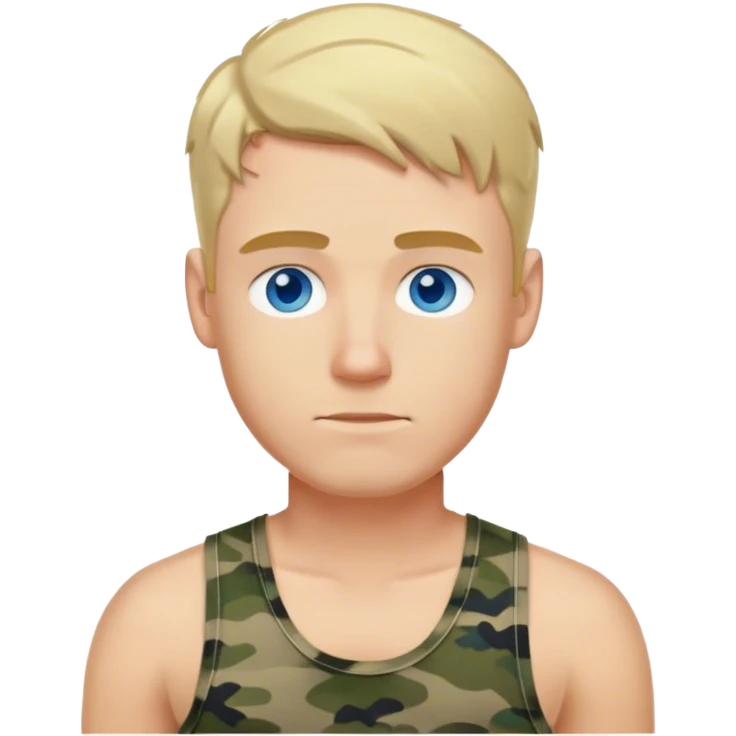 Blonde hair blue eyed white guy in camo tank top  emoji