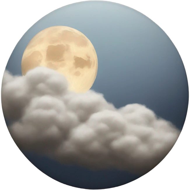 Beige moon and realistic clouds emoji