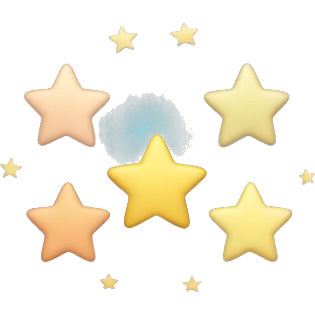 1 star with 3 smaller stars all pastel colours emoji