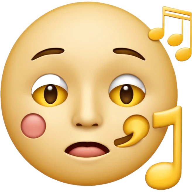 yellow circle face emoji whistling with music notes coming out its mouth and side-eyeing emoji
