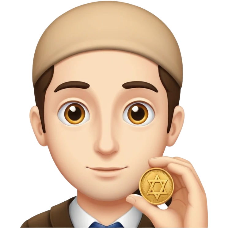 jewish person admiring a coin emoji