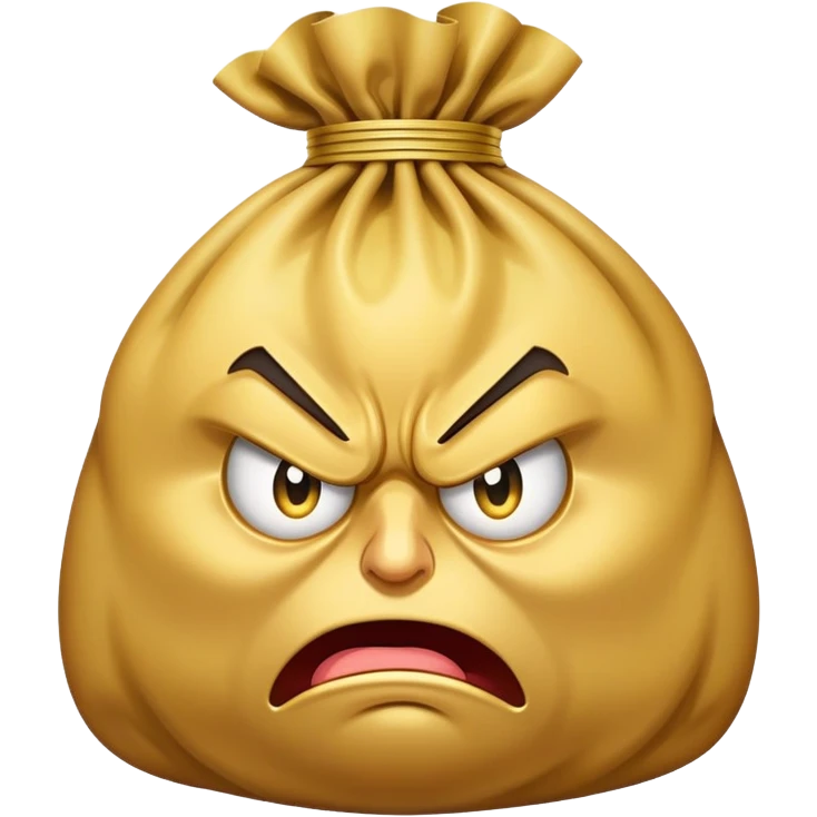 angry bag of money with furrowed brows and frown emoji