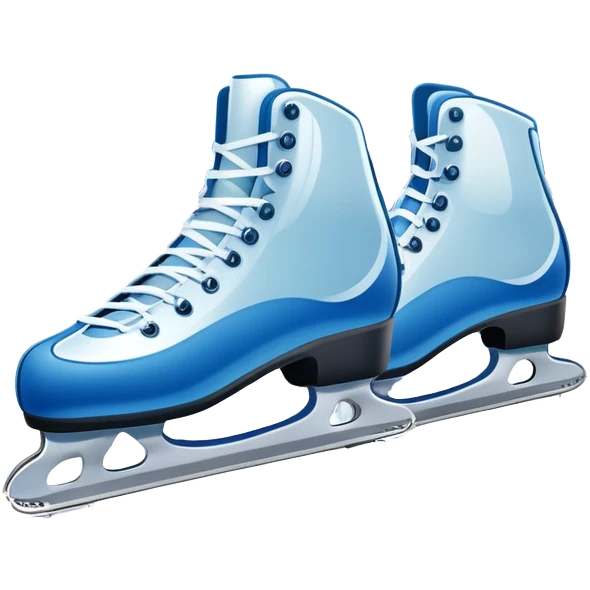 An icon showing a pair of speed skates gliding on an icy track, leaving sharp trails. The background features a grand speed skating arena with spectators, bright lights, and a winter landscape visible through the open structure. Transparent background enhances the dynamic motion. emoji