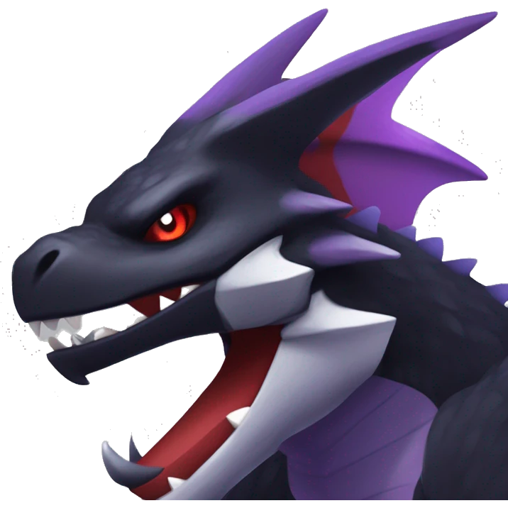 Black Cool Edgy Nargacuga-Garchomp-Noivern Fakémon  with White and Red and purple and black Edgy markings emoji