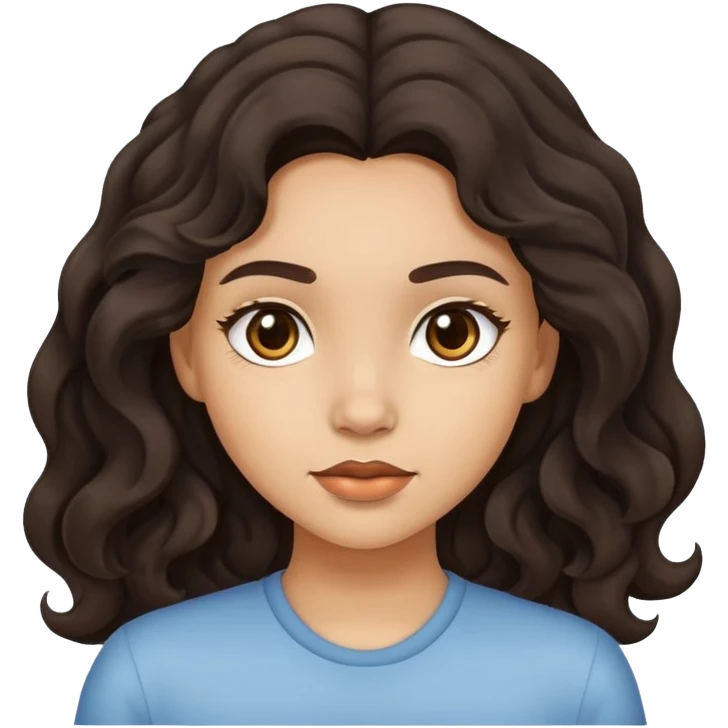 light skinned girl with dark wavy hair emoji