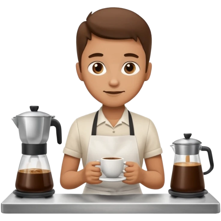 Белый бариста делает кофе emoji