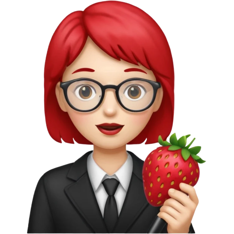 strawberry fruit be hand the mic glasses  emoji