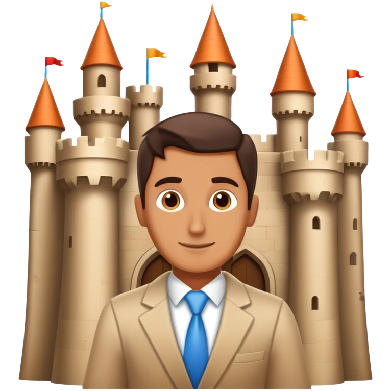 Visionary entrepreneur imagining completed castle instead of building blocks emoji