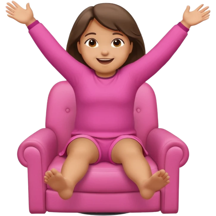 Little Girl fat but not too fat standing but falling off of a chair half in the air chair with pink clothes on standing on chair but fell off not touching chsir emoji