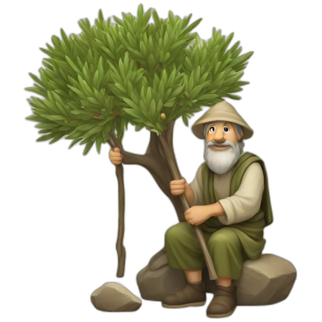 olive tree and shepherd with a stick emoji