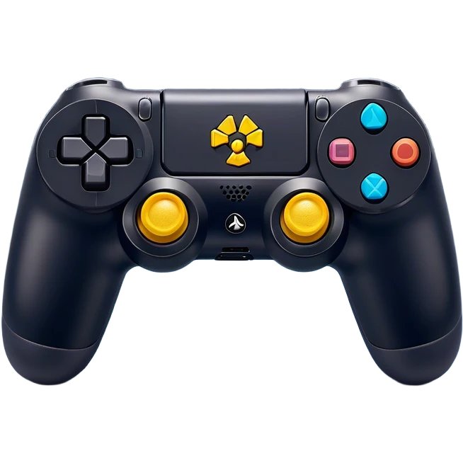 Clash of Clans aesthetic: Cinematic Playful PlayStation 4 DualShock Controller Portrait Emoji, rendered in a 3D vector-style similar to standard emojis with minimal shading and bold, simplified shapes. A compact, distinct form with signature details, softly glowing with a cutting-edge console technology charm. Simplified yet unmistakably iconic, highly detailed and consistent, glowing with a soft radiance and high shine. Stylized with a touch of technological advancement and a soft glowing outline, capturing the essence of a beloved gaming relic with a friendly, playful manner! emoji
