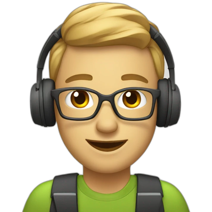 it employee with computer desck and heafphones emoji
