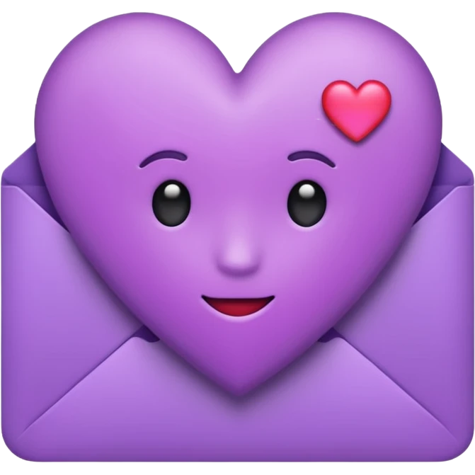 IOS's love letter emoji but with a purple heart instead of a red heart emoji