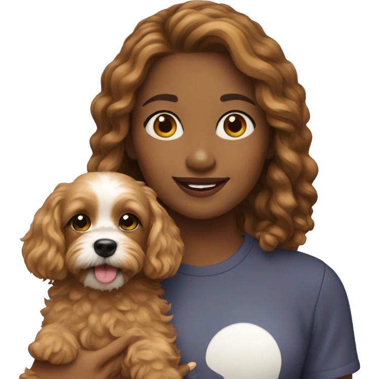 Girl with cavapoo dog  emoji