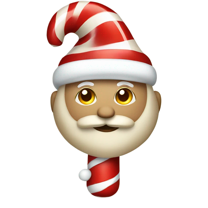 Santa in a beige suit hanging from a candy cane  emoji