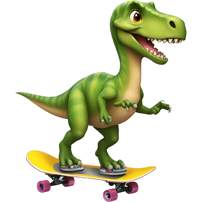 Dinosaur riding skateboard  emoji