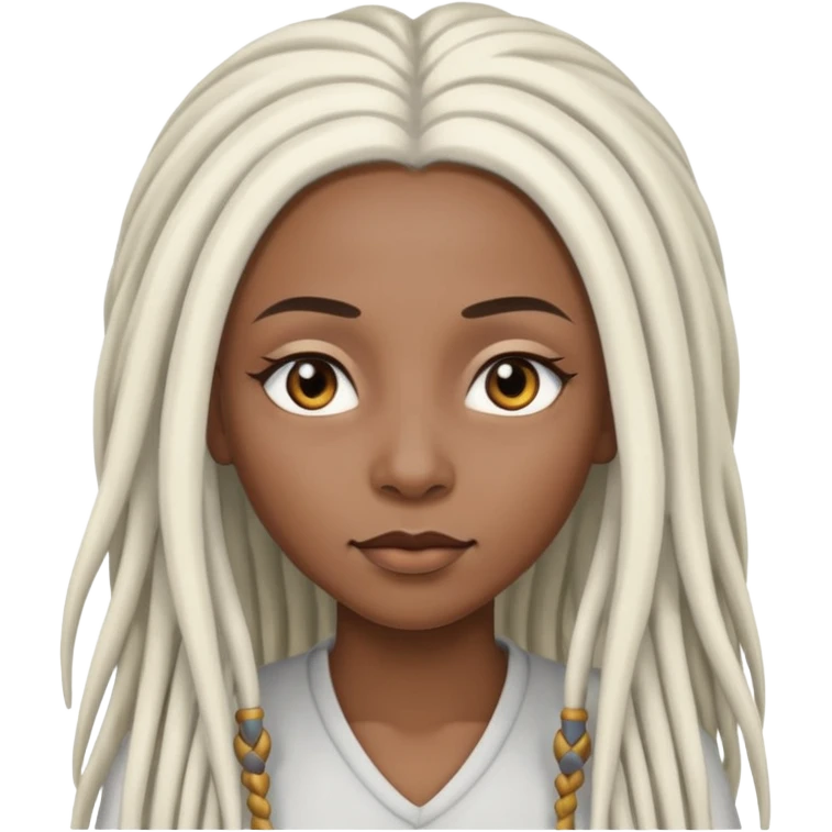black woman with gray eyes with long white dreadlocs emoji