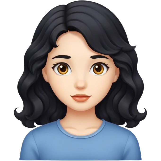 Girl with wavy black hair emoji
