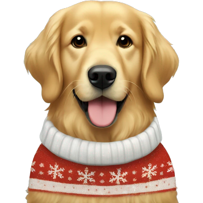 Golden retriever in a Christmas jumper emoji