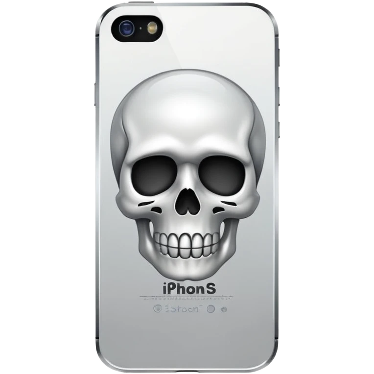 iPhone 5s with a skull emoji instead of the Apple logo emoji