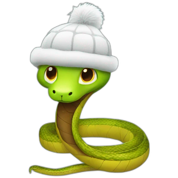 snake wearing a winter hat emoji