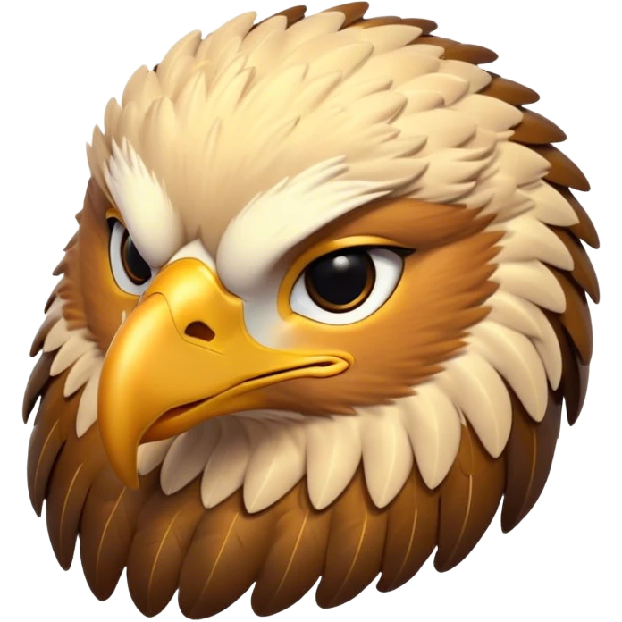 Meme-Worthy Cute Sleeping Golden Eagle Portrait Emoji, Head resting peacefully with a contented smile, showcasing a stately, broad-beaked form with eyes gently closed in serene slumber and luxuriously soft, golden plumage, Simplified yet adorably endearing features, highly detailed, glowing with a soft, drowsy amber light, high shine, relaxed and utterly lovable, stylized with an air of playful laziness, soft glowing outline, capturing the essence of a sleeping golden eagle that feels destined to become the next viral icon of adorable rest! emoji