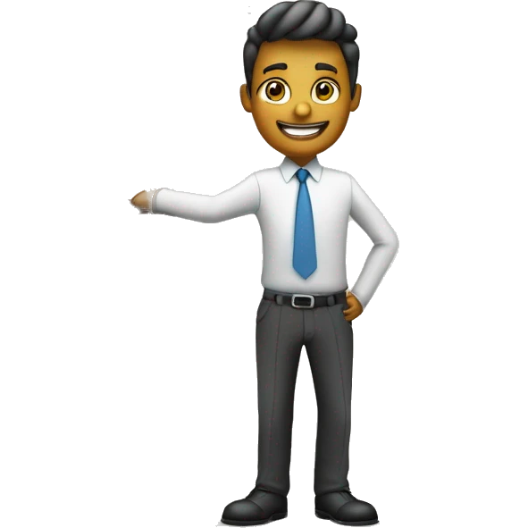 PersoCentral character is a professional coach with a friendly smile, wearing business casual attire, standing near a large career growth ladder. nal Career Coach emoji