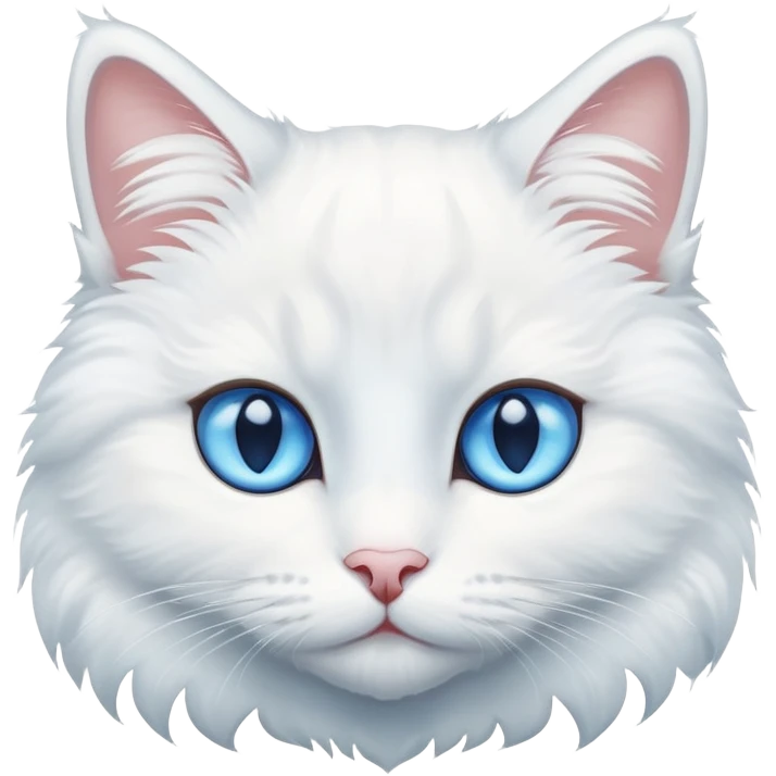 White fluffy cat with blue eyes emoji