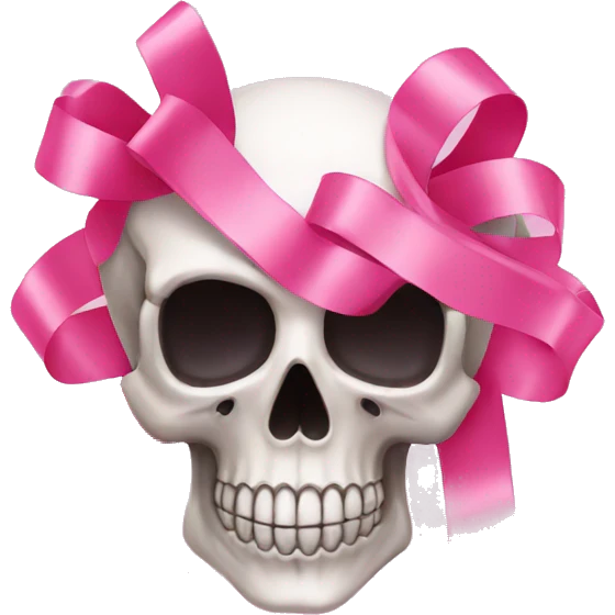 ribbon and skull, pink, pretty  emoji