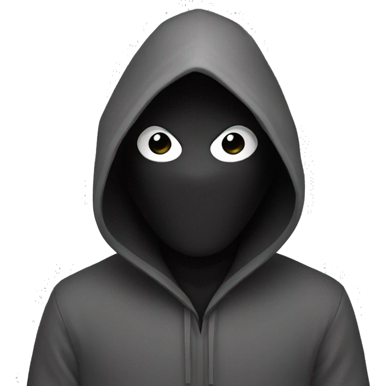 grayscale black mysterious masked hooded man emoji