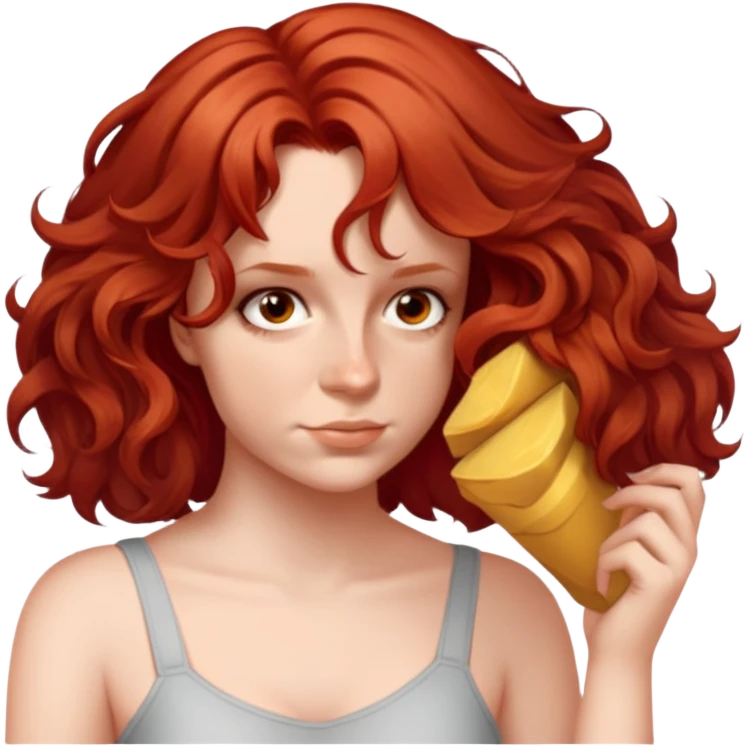 female, little wavy hair to the shoulder emoji