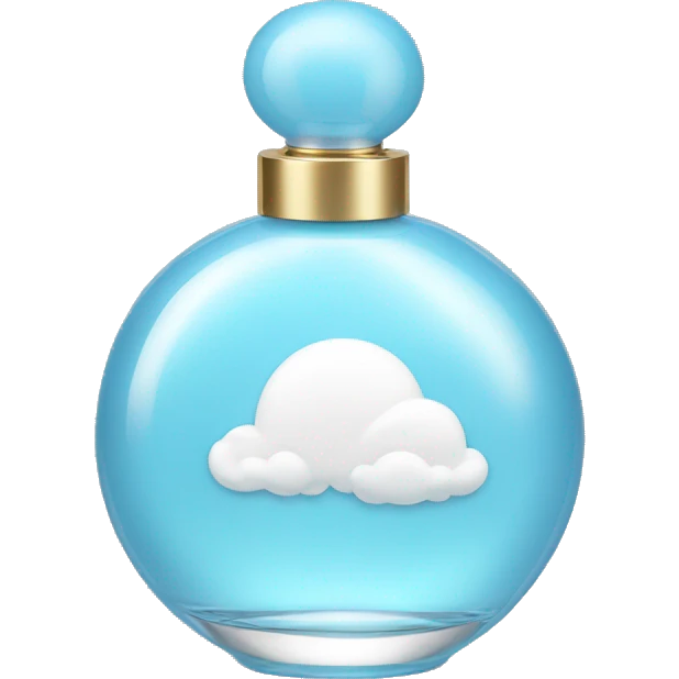 light blue round perfume bottle with white cloud decoration emoji