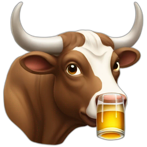 A bull drinking beer emoji