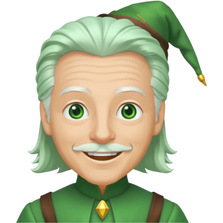 The Wizard from the Wizard of Oz with white hair, green eyes, green outfit emoji