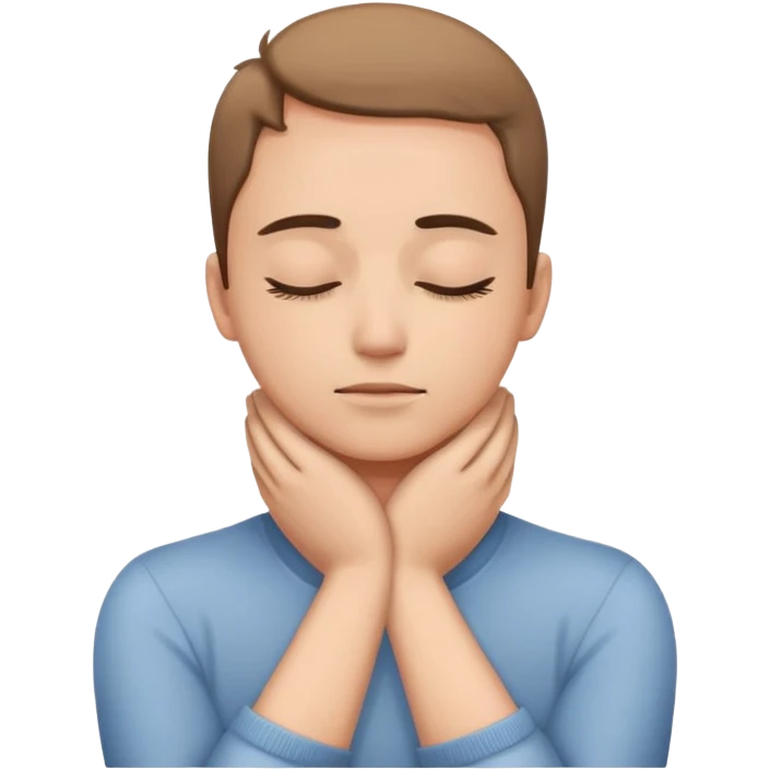 Person closing eyes with hands crossed on neck  emoji