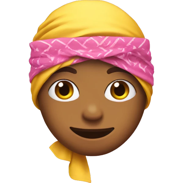 Yellow emoji with heart eyes in a pink bandana emoji